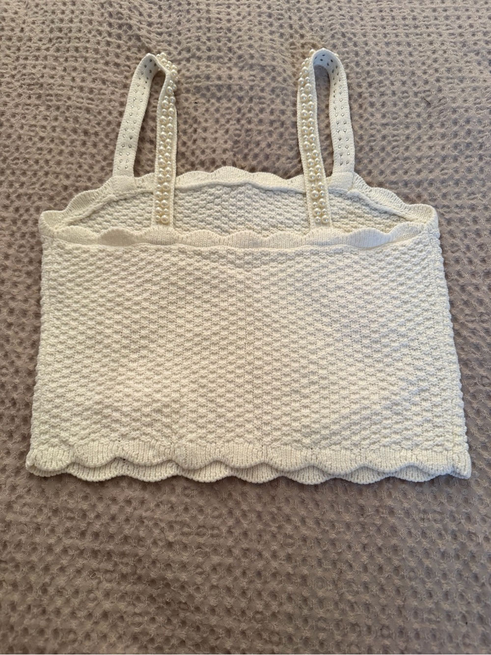 Cream Knit Scalloped camisole